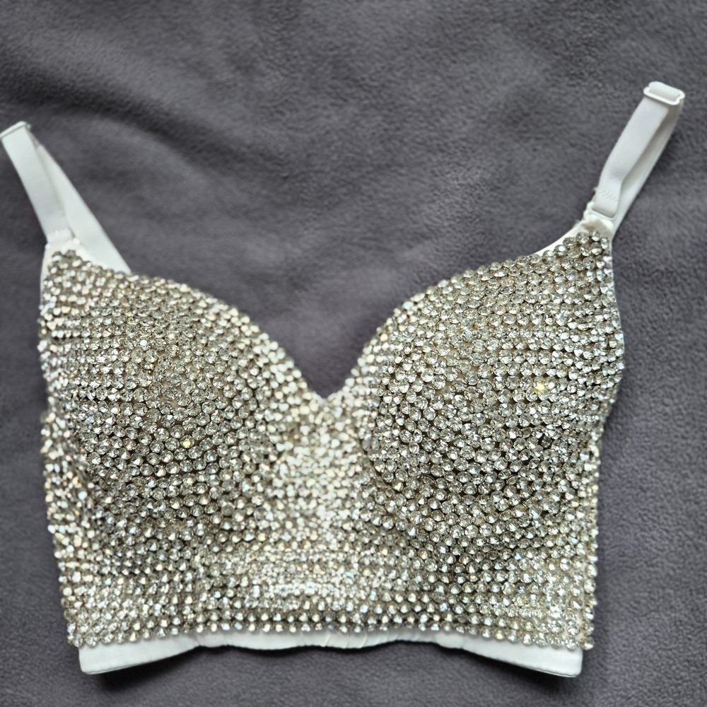 Rhinestone clubwear disco push-up corset bustier size 36